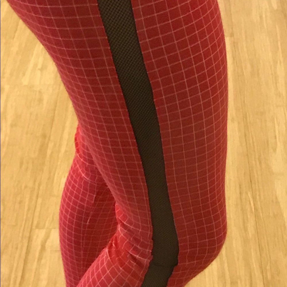 NWOT Adidas Red/White Lined Mesh Side Leggings